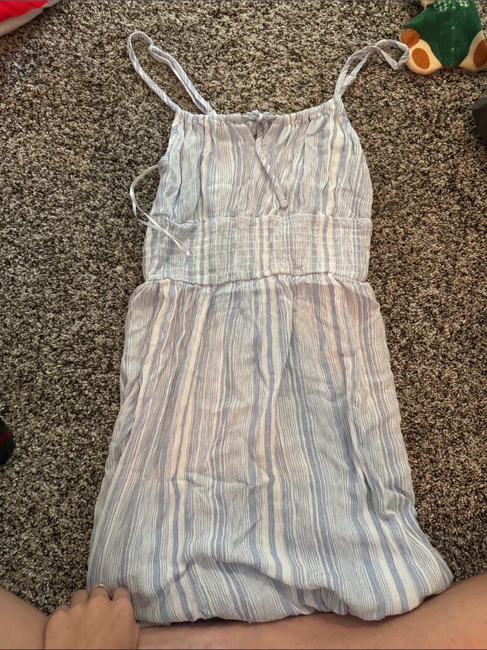SO Blue and White Striped Spaghetti Strap Dress